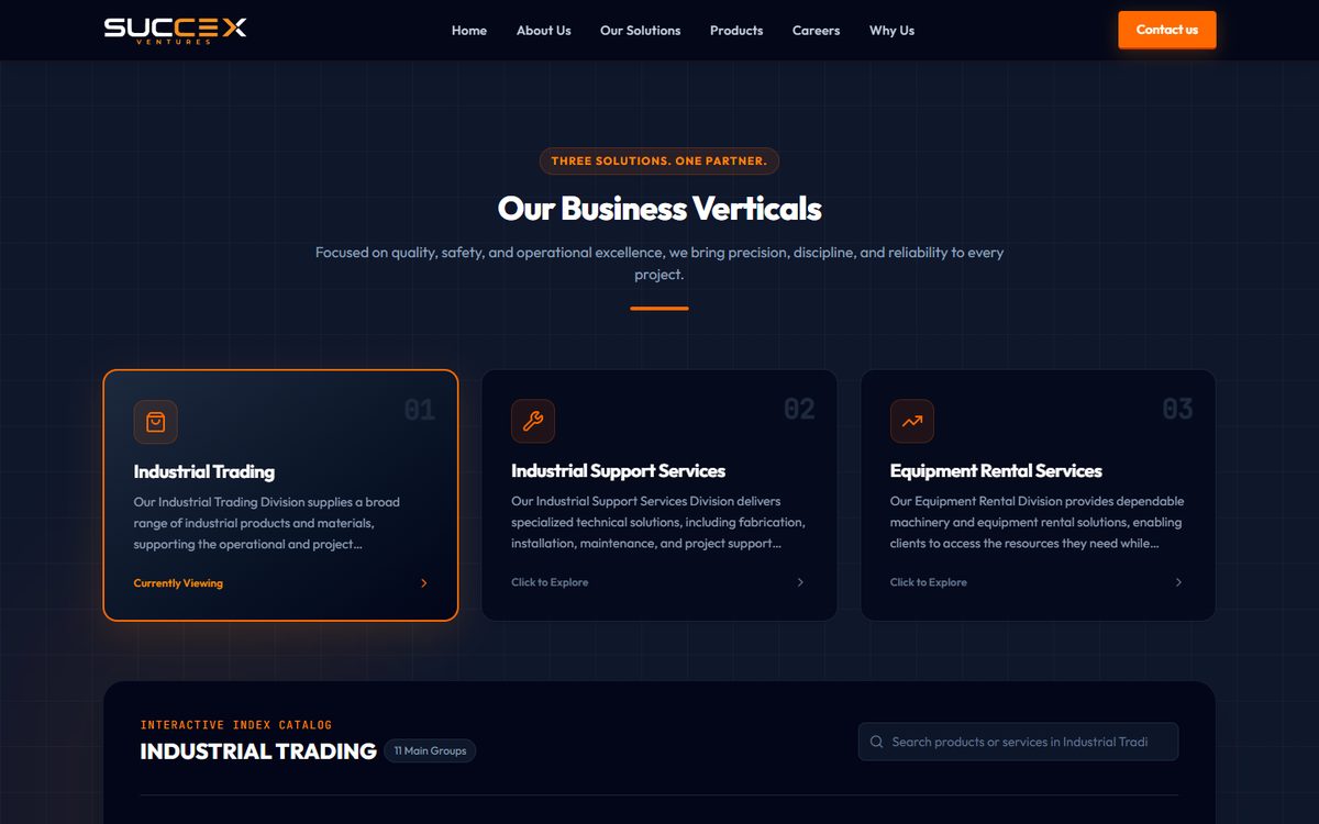 SuccEx Ventures website business verticals