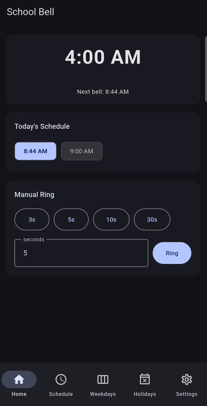 Automatic Bell home screen