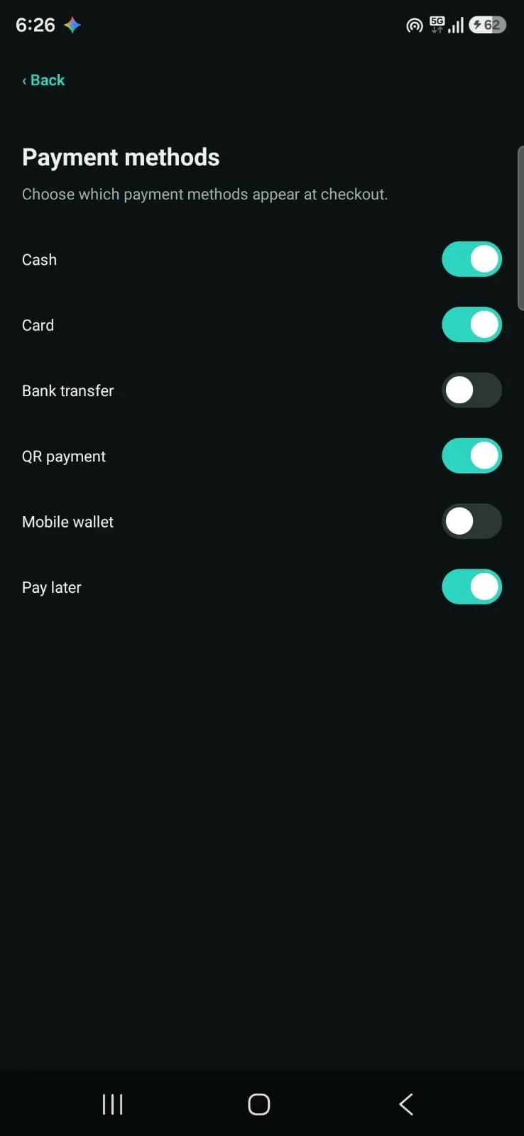 SELLO Lite payments screen