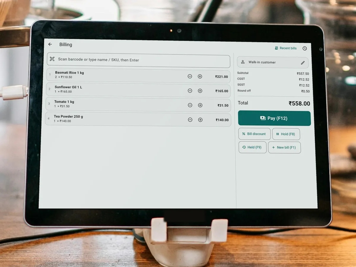SELLO Retail Android tablet: Billing with GST on the tablet